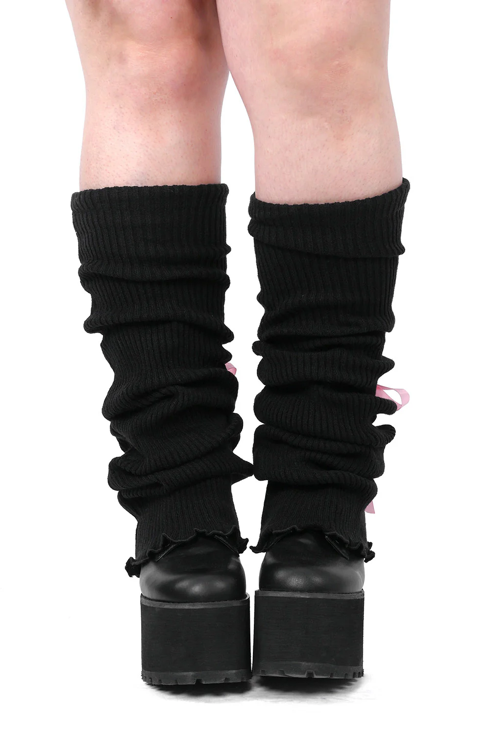Laced Up Legwarmers [Black/Pink] - Image 2
