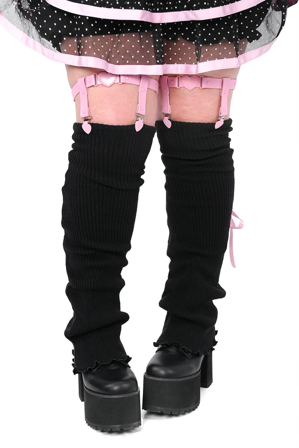 Laced Up Legwarmers [Black/Pink] - Image 5