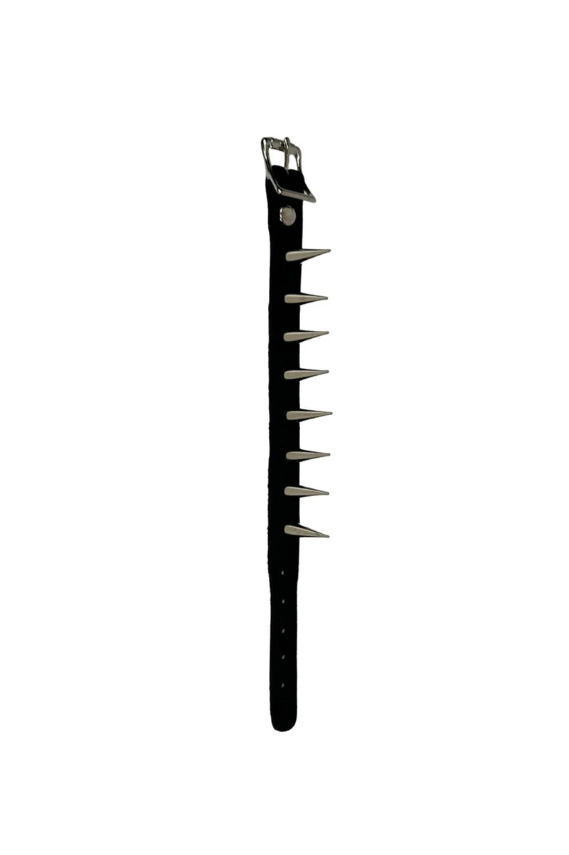 Lacerate Long Spike Leather Buckle Bracelet - Image 6