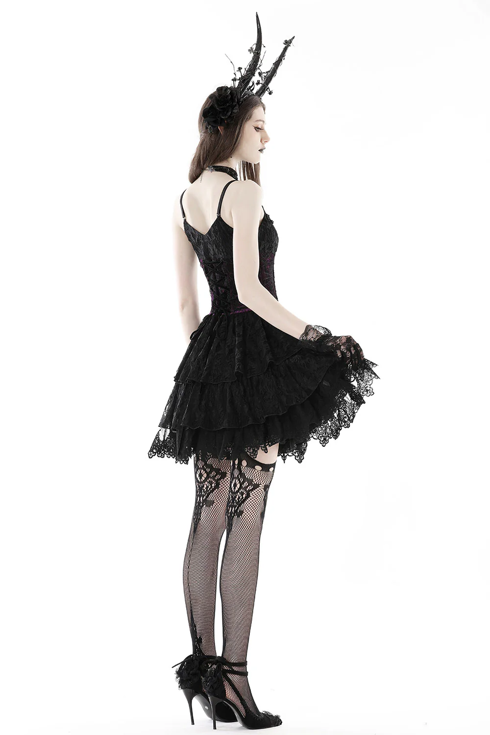 Layered Lace Gothic Corset Dress - Image 6