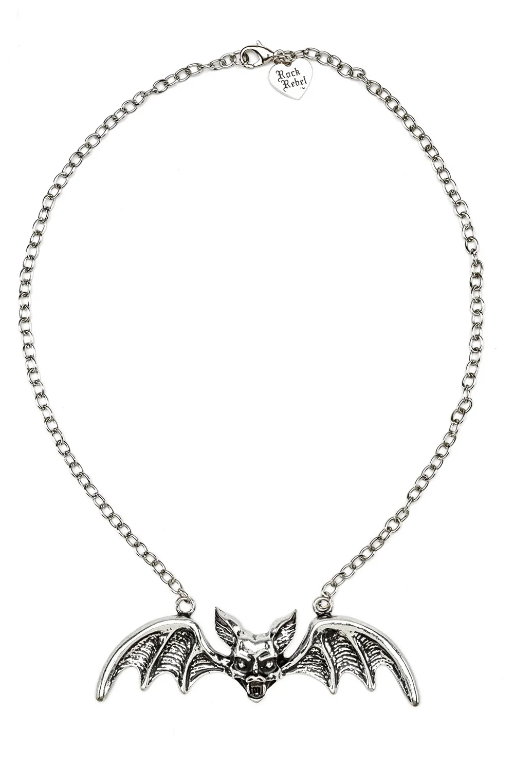 Lily Munster Bat Pendant Necklace [CHROME]