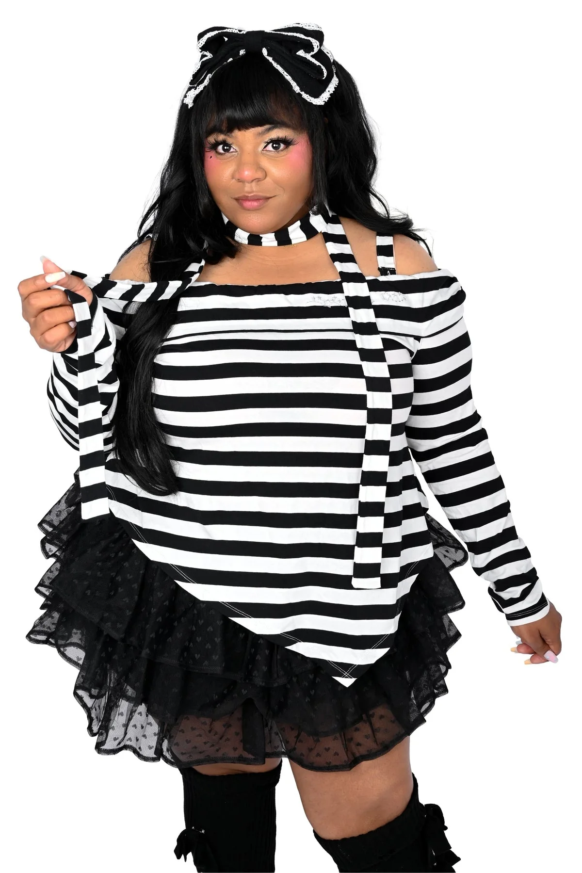 Lina Striped Top [Black/White]
