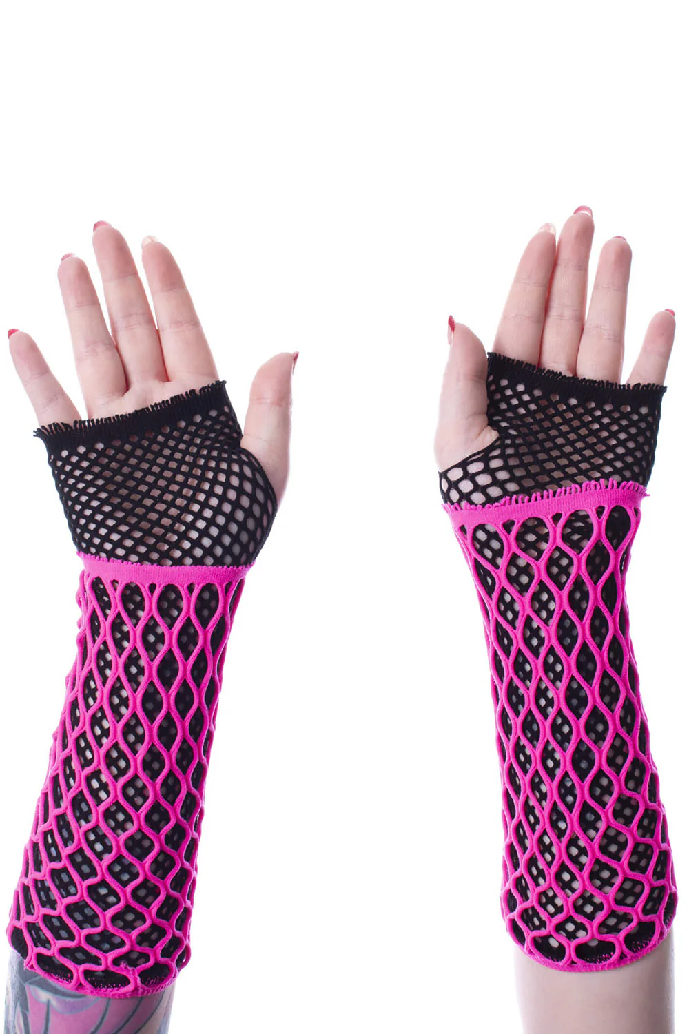 Lolita Mesh Gloves [PINK/BLACK] - Image 2