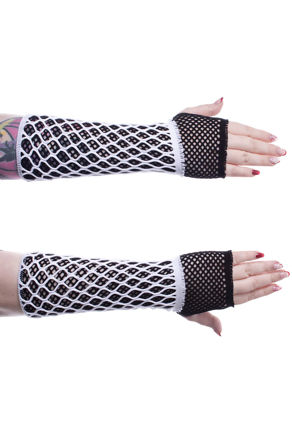 Lolita Mesh Gloves [WHITE/BLACK] - Image 3