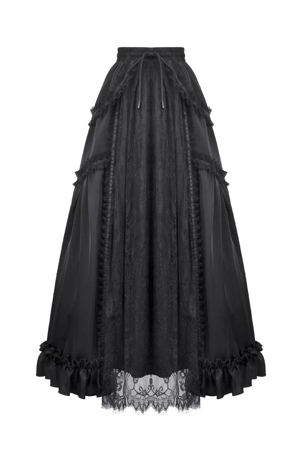 Long Lace Court Mourning Skirt [Black]