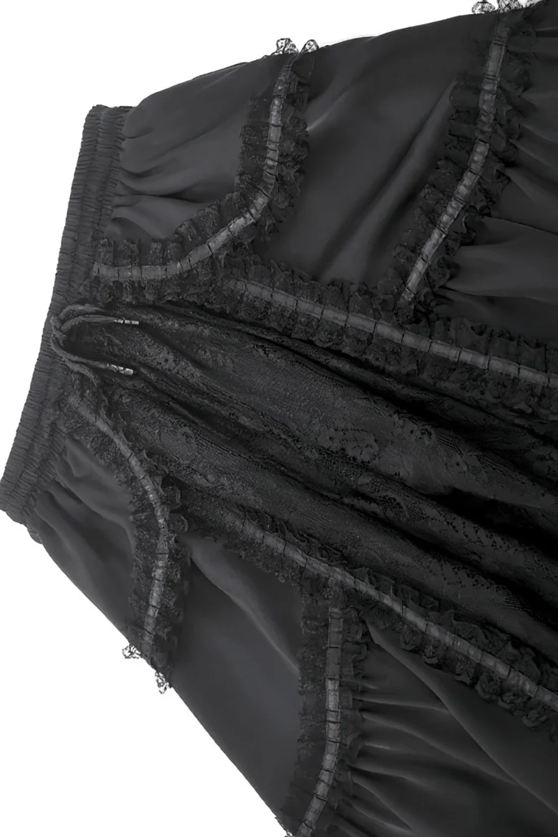 Long Lace Court Mourning Skirt [Black] - Image 7