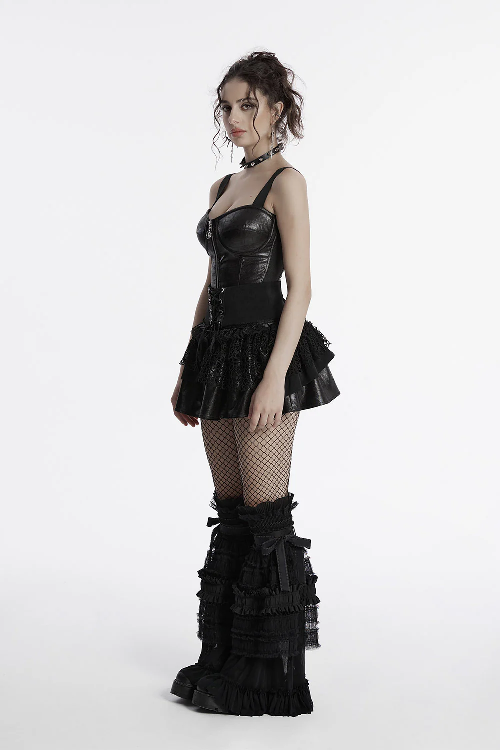 Luna Noire Lace-Up Ruffled Mini Skirt - Image 7