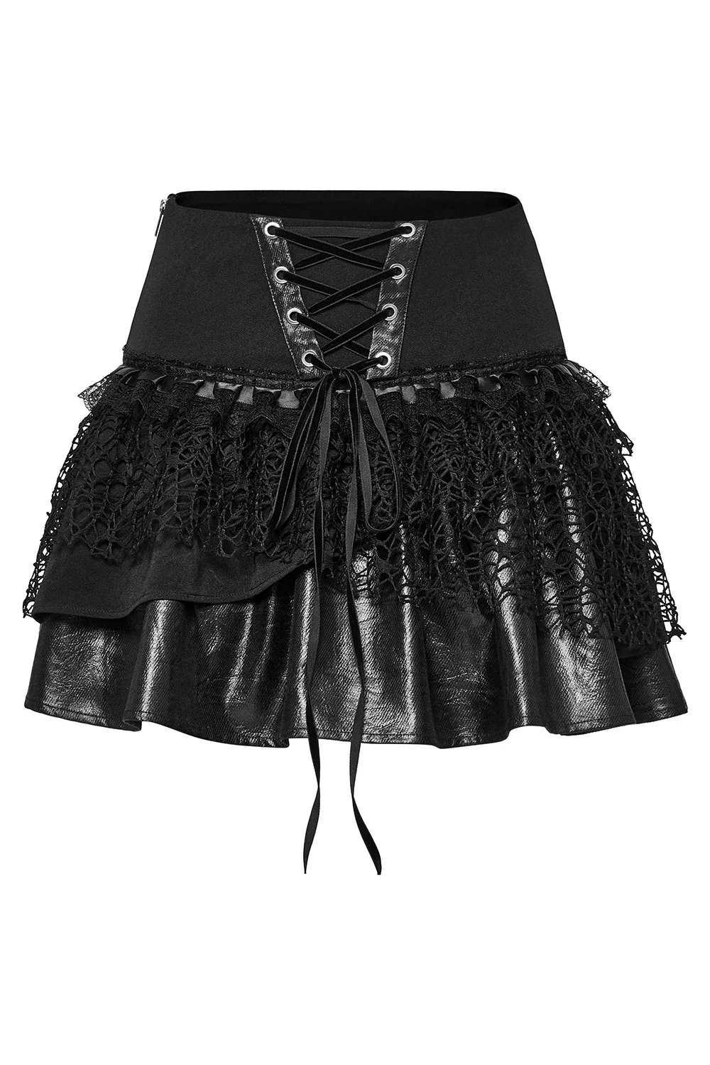 Luna Noire Lace-Up Ruffled Mini Skirt - Image 8