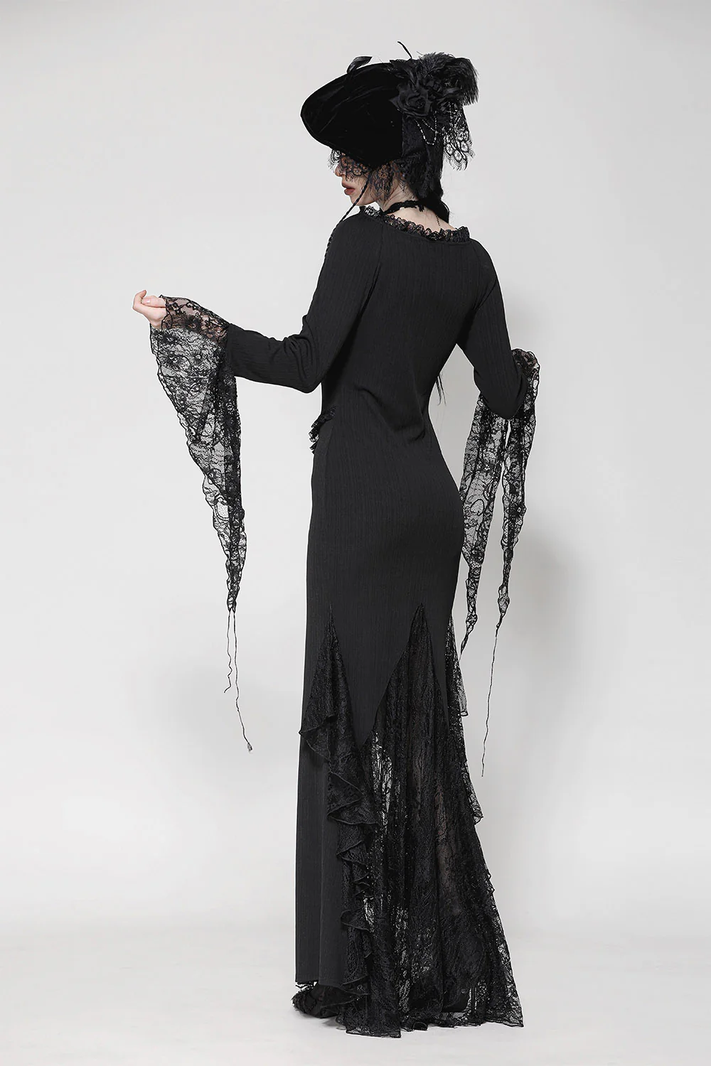 Luster Leg Slit Tattered Long Sleeve Dress - Image 5