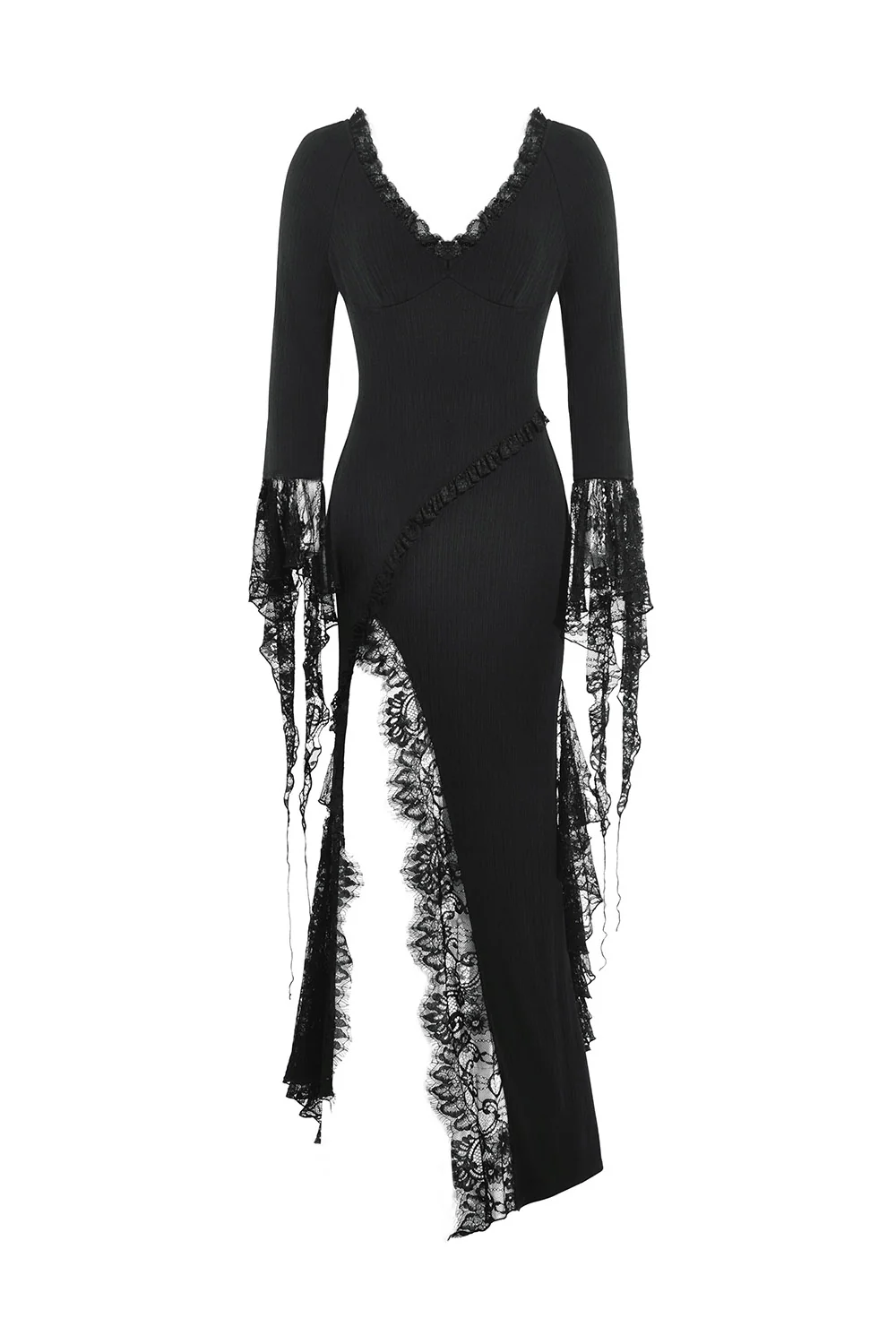 Luster Leg Slit Tattered Long Sleeve Dress - Image 7