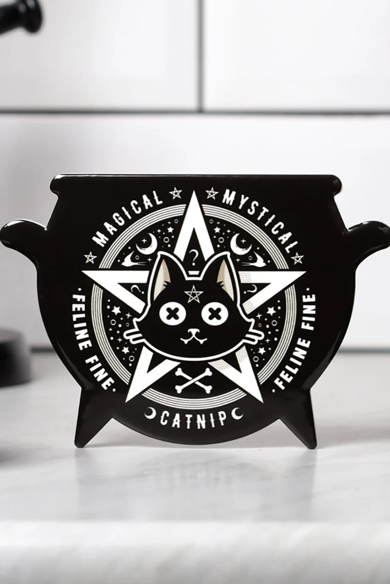 Magical Catnip Cauldron Shaped Ceramic Coaster - Image 3