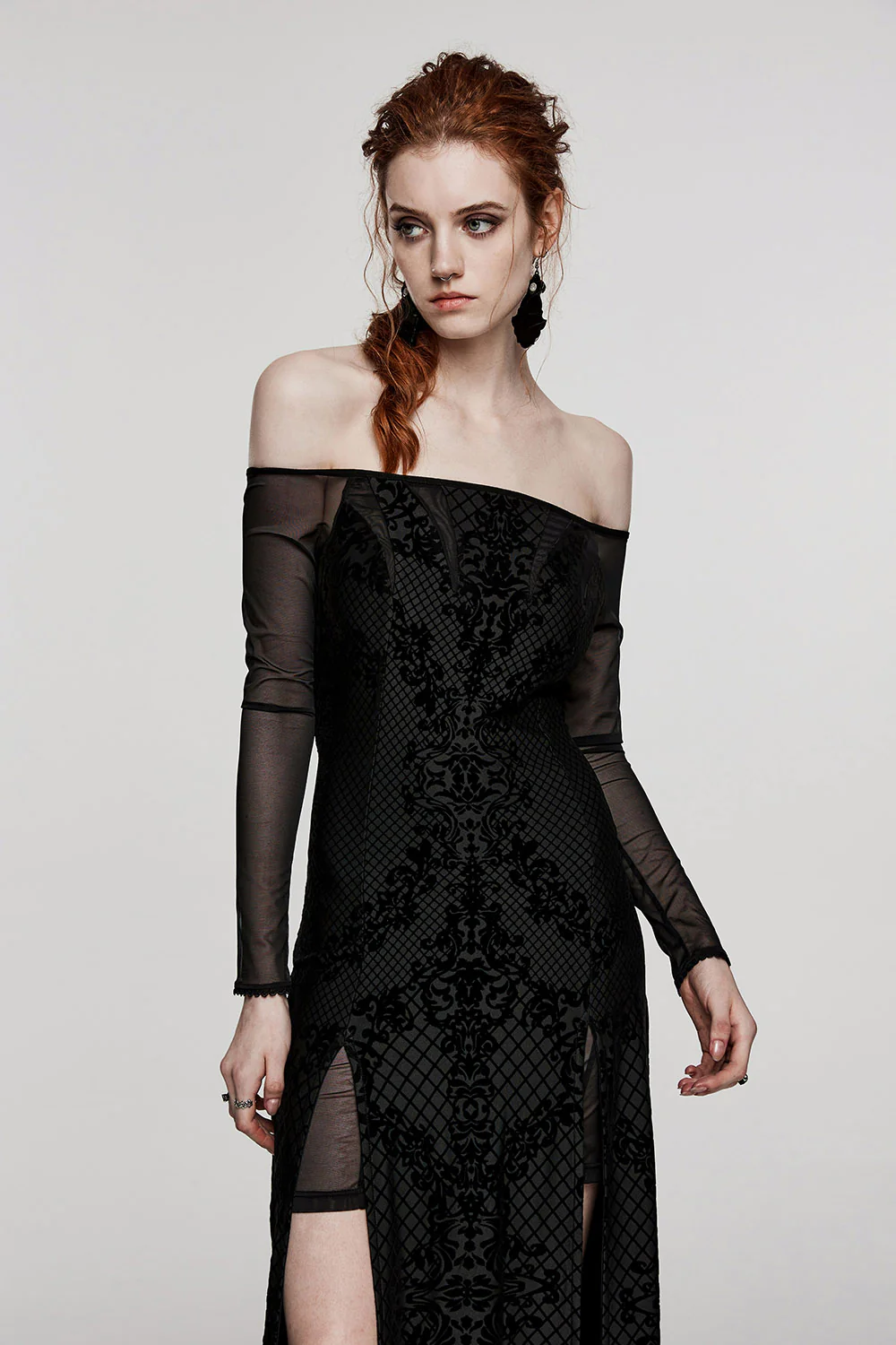 Melancholia Off Shoulder Split Maxi Dress - Image 2