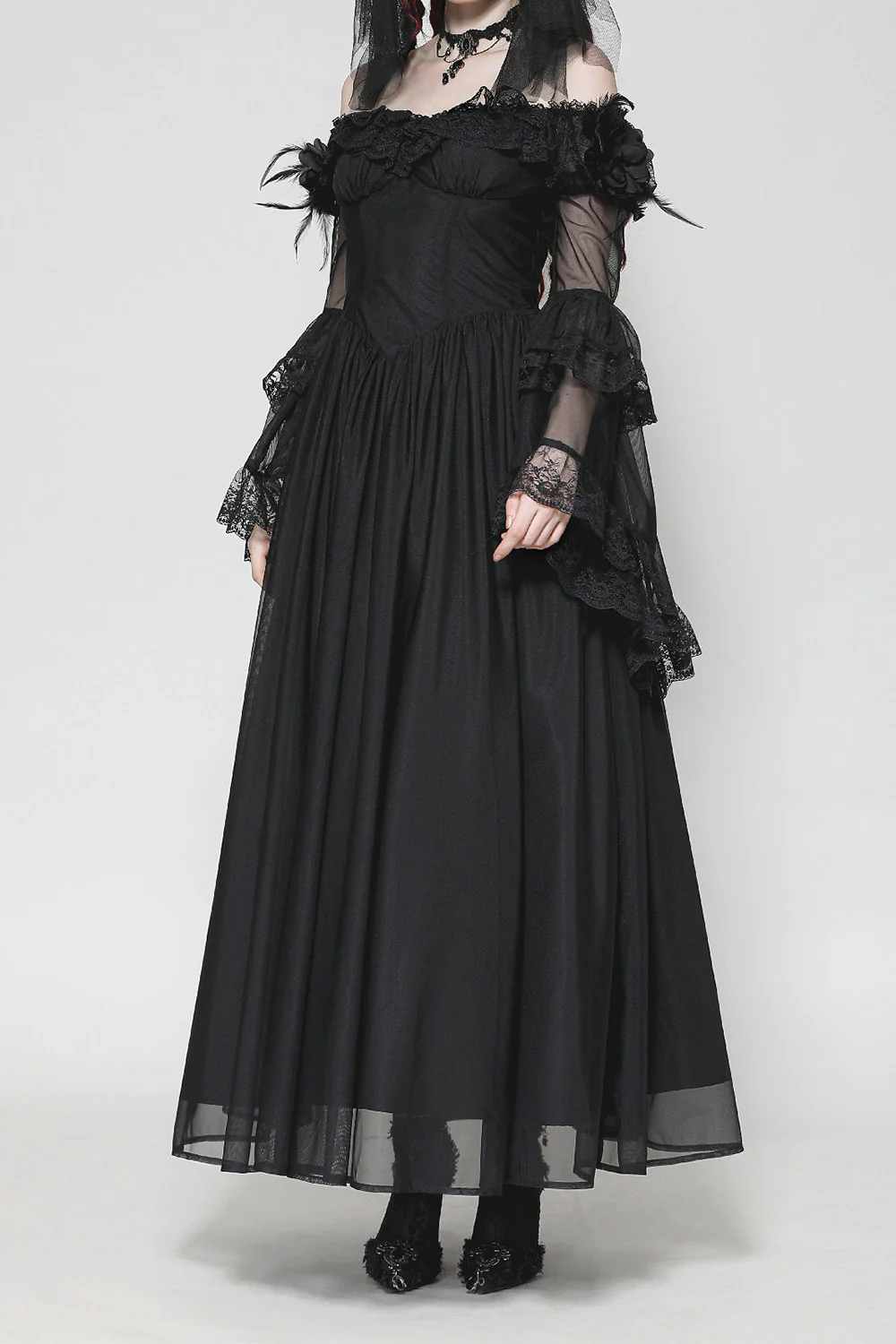 Melancholy Off-the-Shoulder Mesh Dress - Image 3