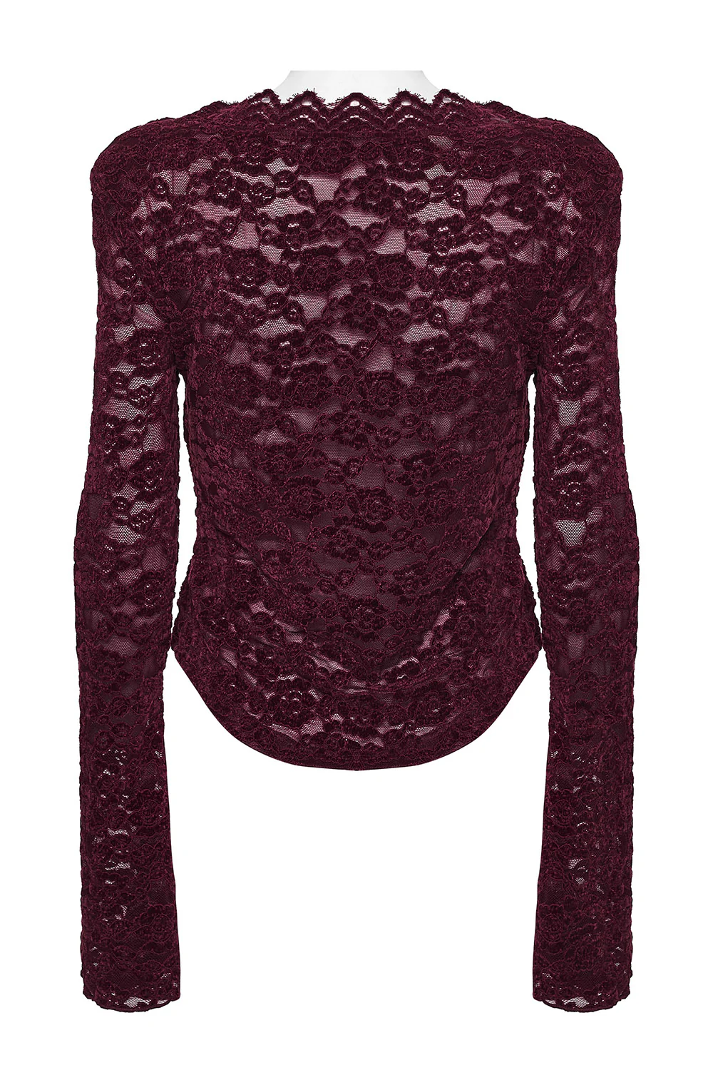 Merlot Long Sleeve Lace Shirt [Red] - Image 3
