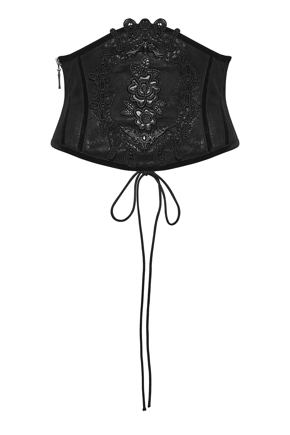 Midnight Briar Rose Appliqué Corset [Black] - Image 7