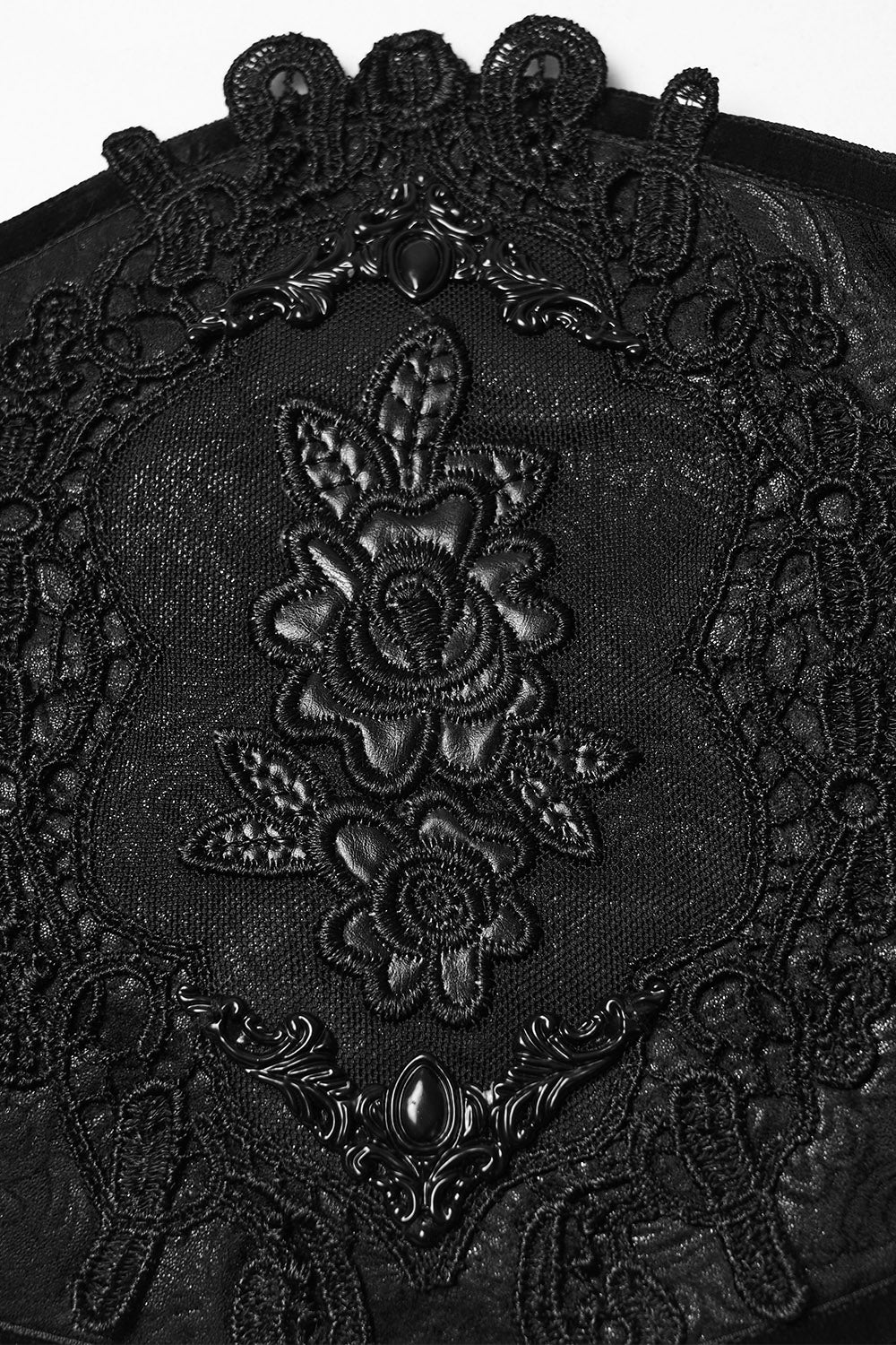 Midnight Briar Rose Appliqué Corset [Black] - Image 9