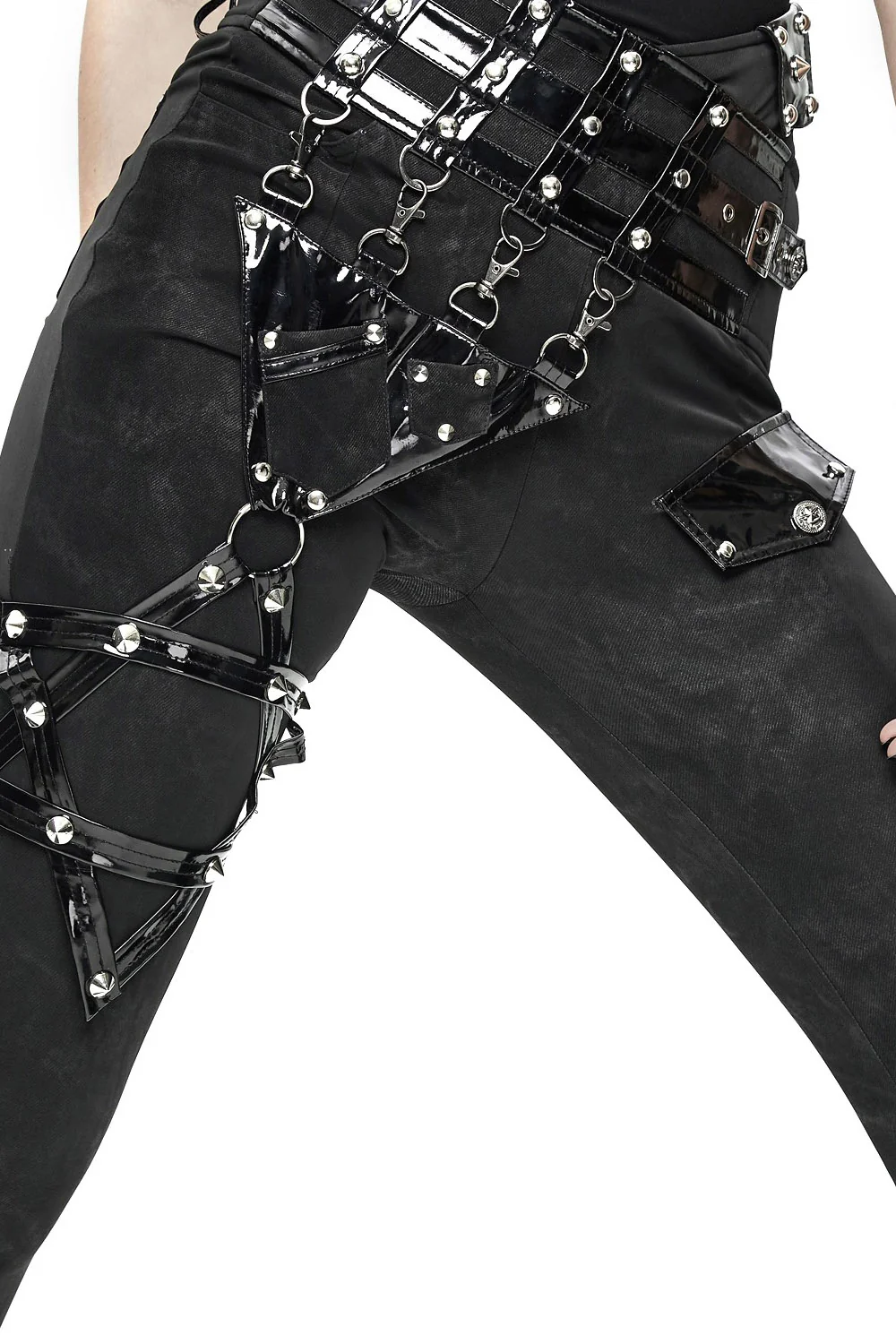 Midnight Hex Garter Belt Punk Pants - Image 3