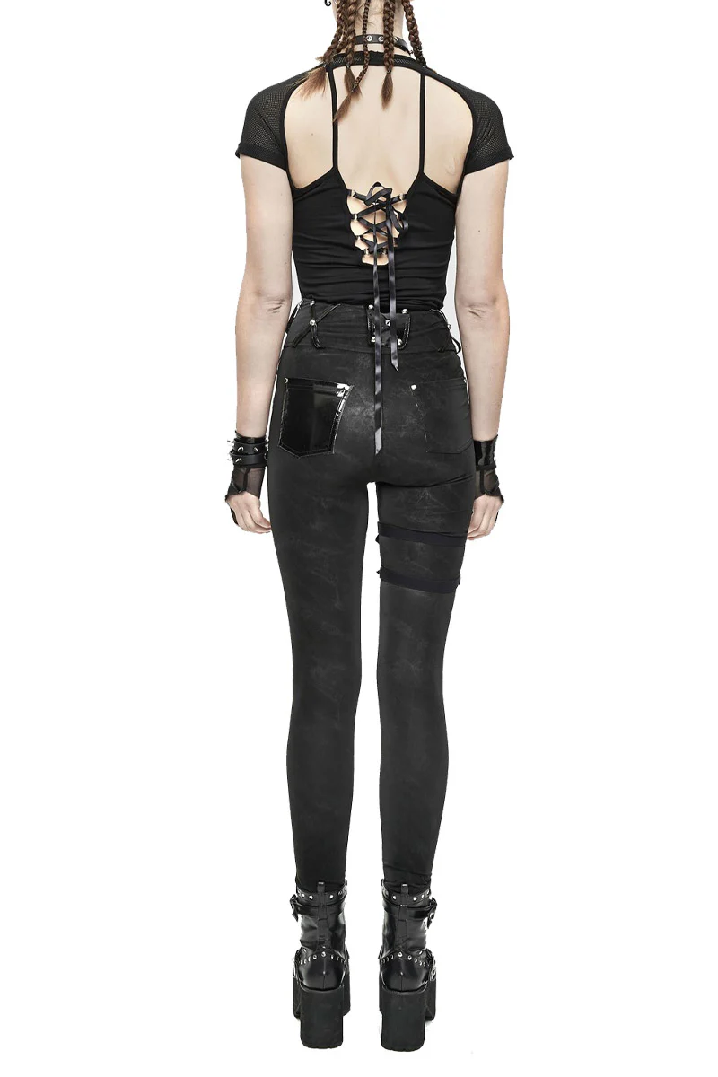 Midnight Hex Garter Belt Punk Pants - Image 5