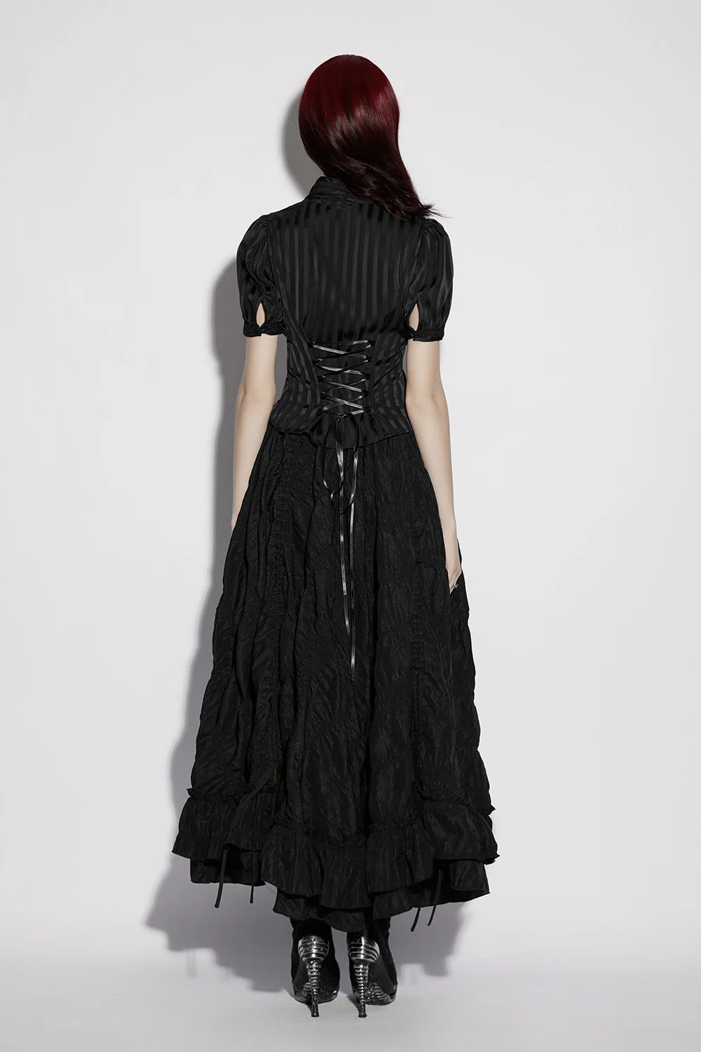 Midnight Moonlace Puff Sleeve Top [Black] - Image 6