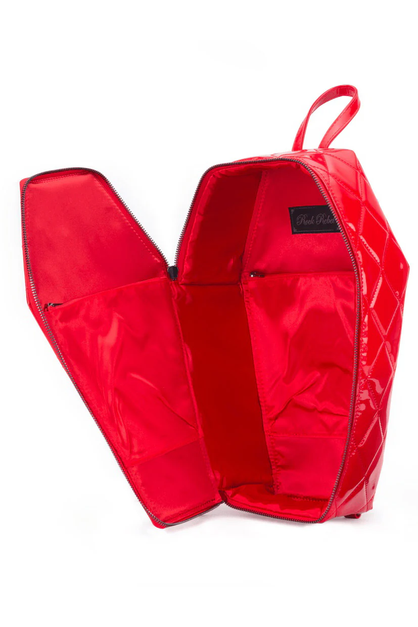 Mina Bat Studded Coffin Backpack [Red Vinyl] - Image 3