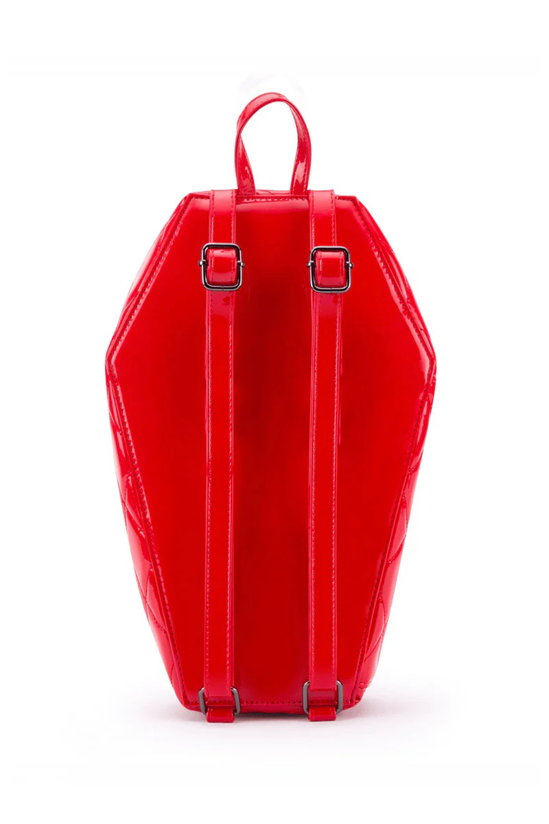 Mina Bat Studded Coffin Backpack [Red Vinyl] - Image 5