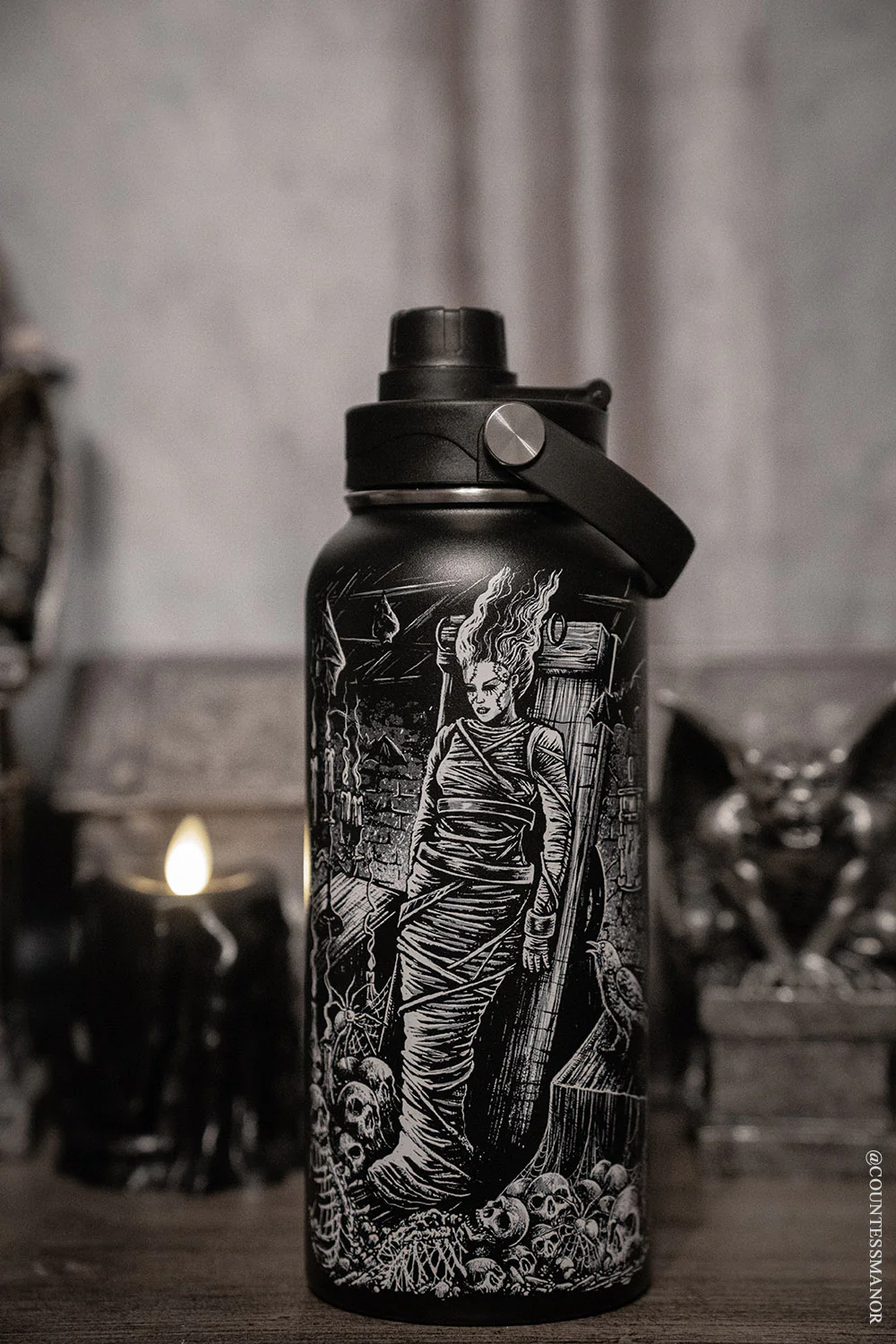 Frankenstein And Bride 32 Oz Water Bottle - Image 3