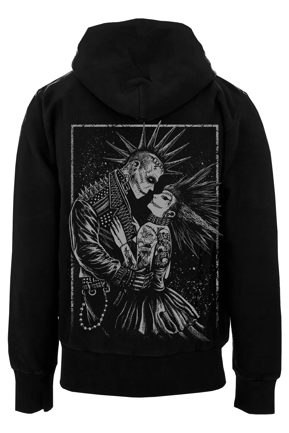 Monster Love: Frankenstein & Bride Hoodie [Graveyard Gray] - Image 2