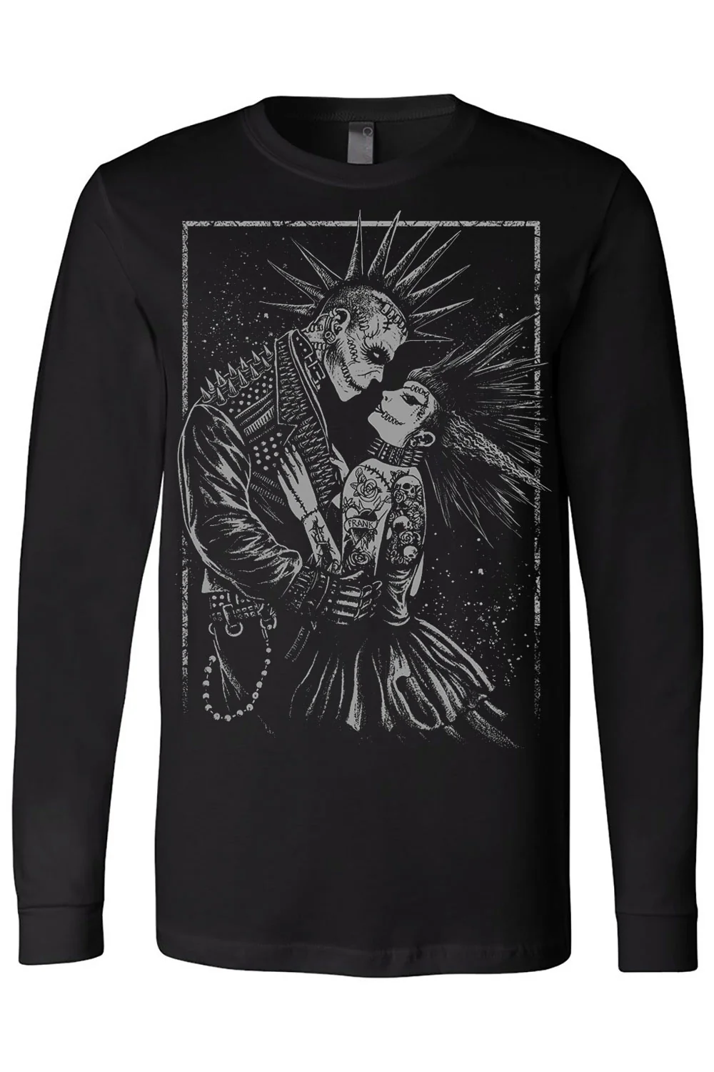 Monster Love: Frankenstein & Bride T-shirt [Graveyard Gray] - Image 5