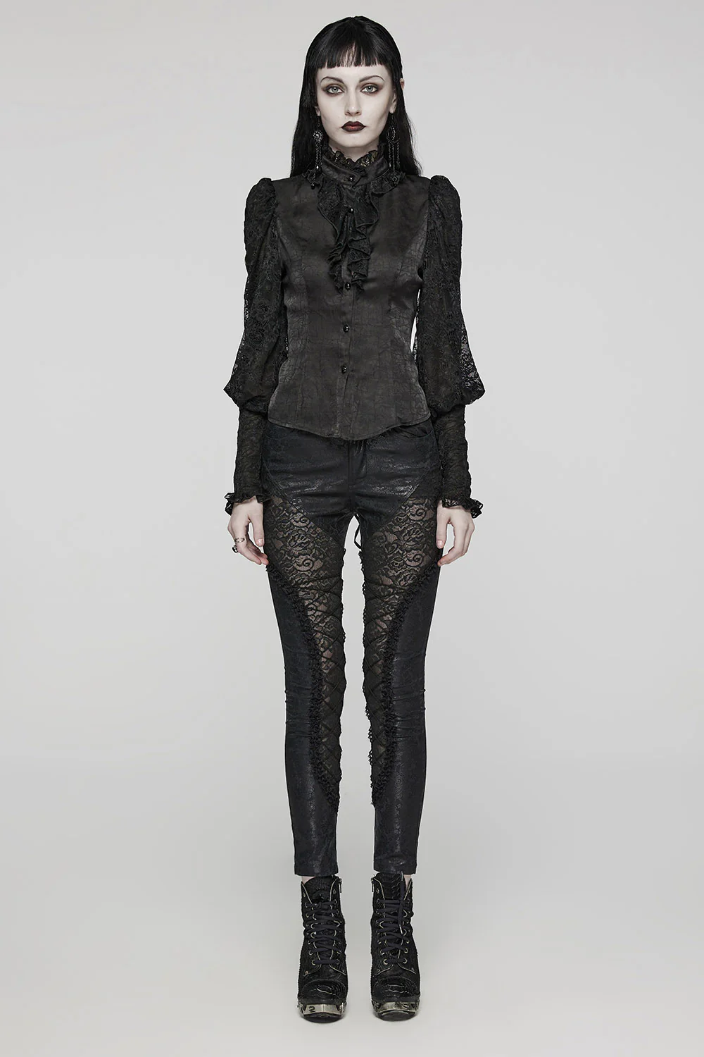 Moonsorrow Lace-Up Gothic Skinny Pants - Image 3