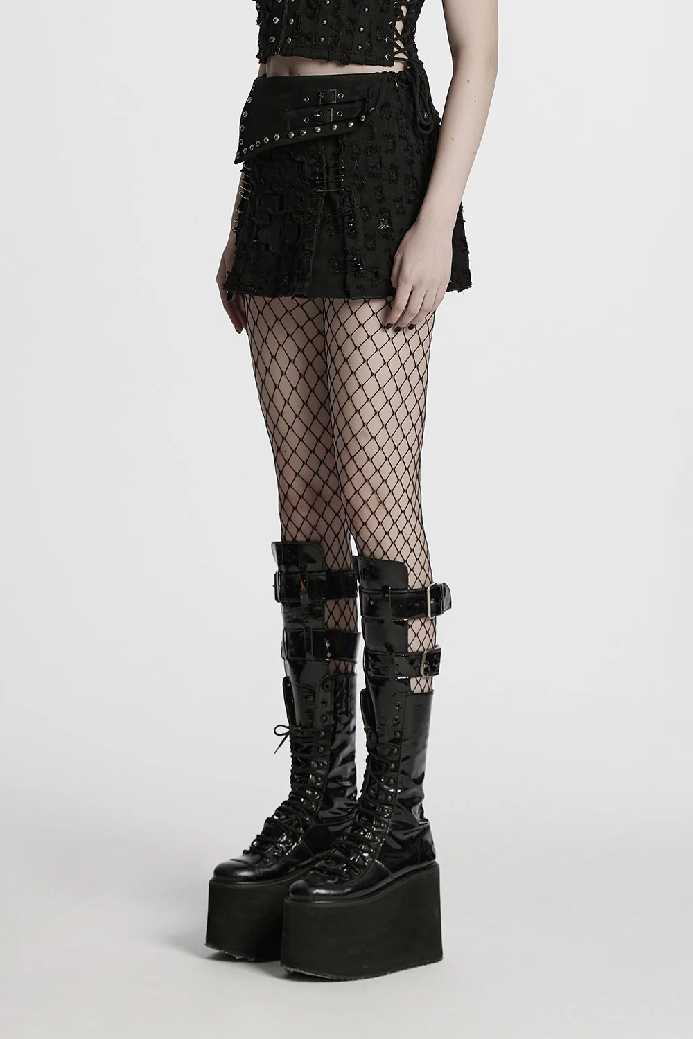 Morose Shredded Safety Pin Mini Skirt - Image 4