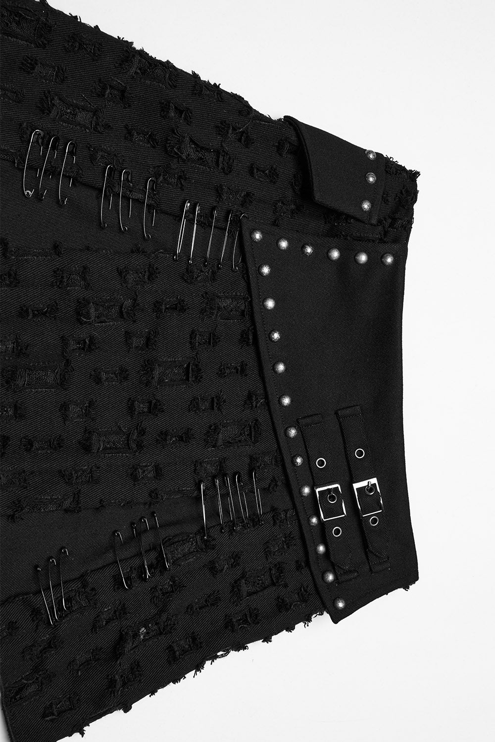 Morose Shredded Safety Pin Mini Skirt - Image 9
