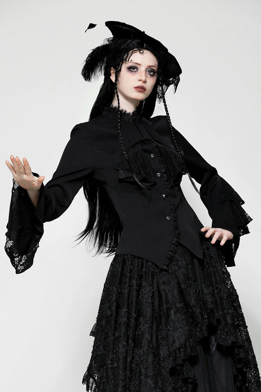 Mortuarium Button Up Goth Blouse - Image 5