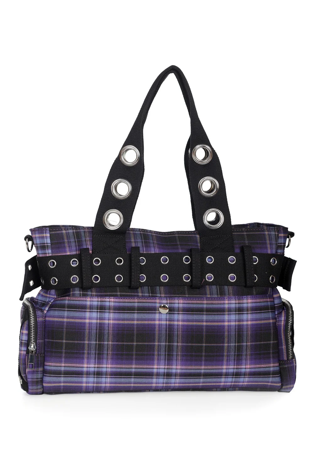 Multi Pocket Plaid Punk Shoulder Bag [PURPLE] - Image 3