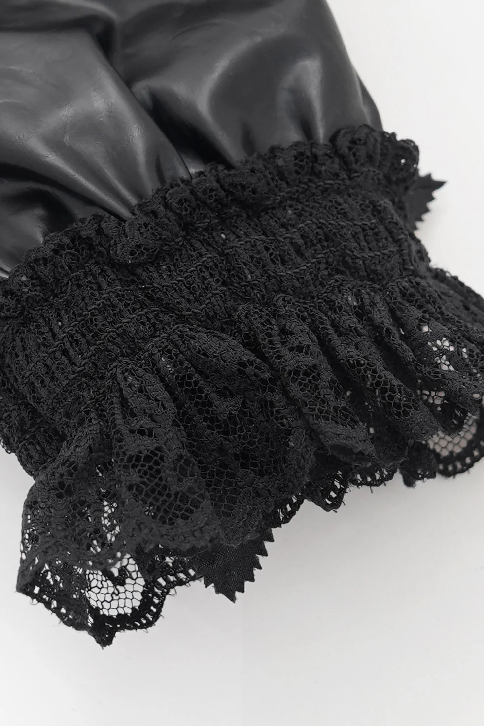 Night Veil Vegan Leather Lace Gloves - Image 8