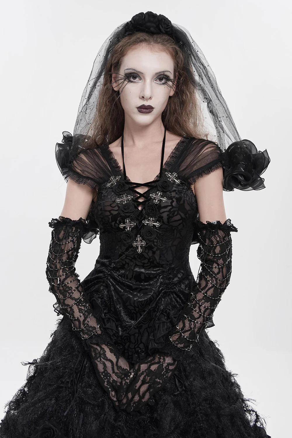 Nightrose Tulle Short Sleeve Top