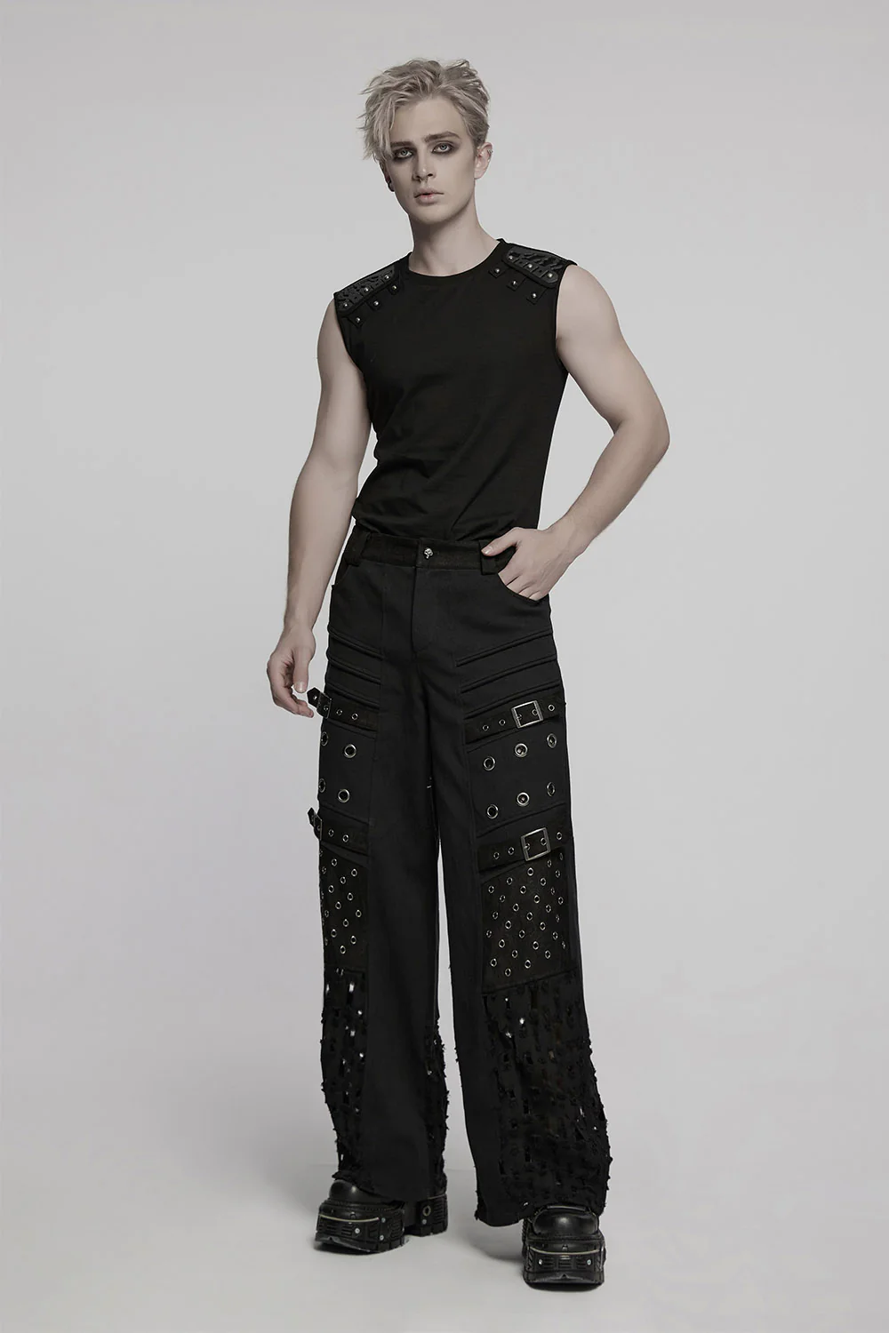 Noir Cyberpunk Patch Armor Tank Top - Image 3