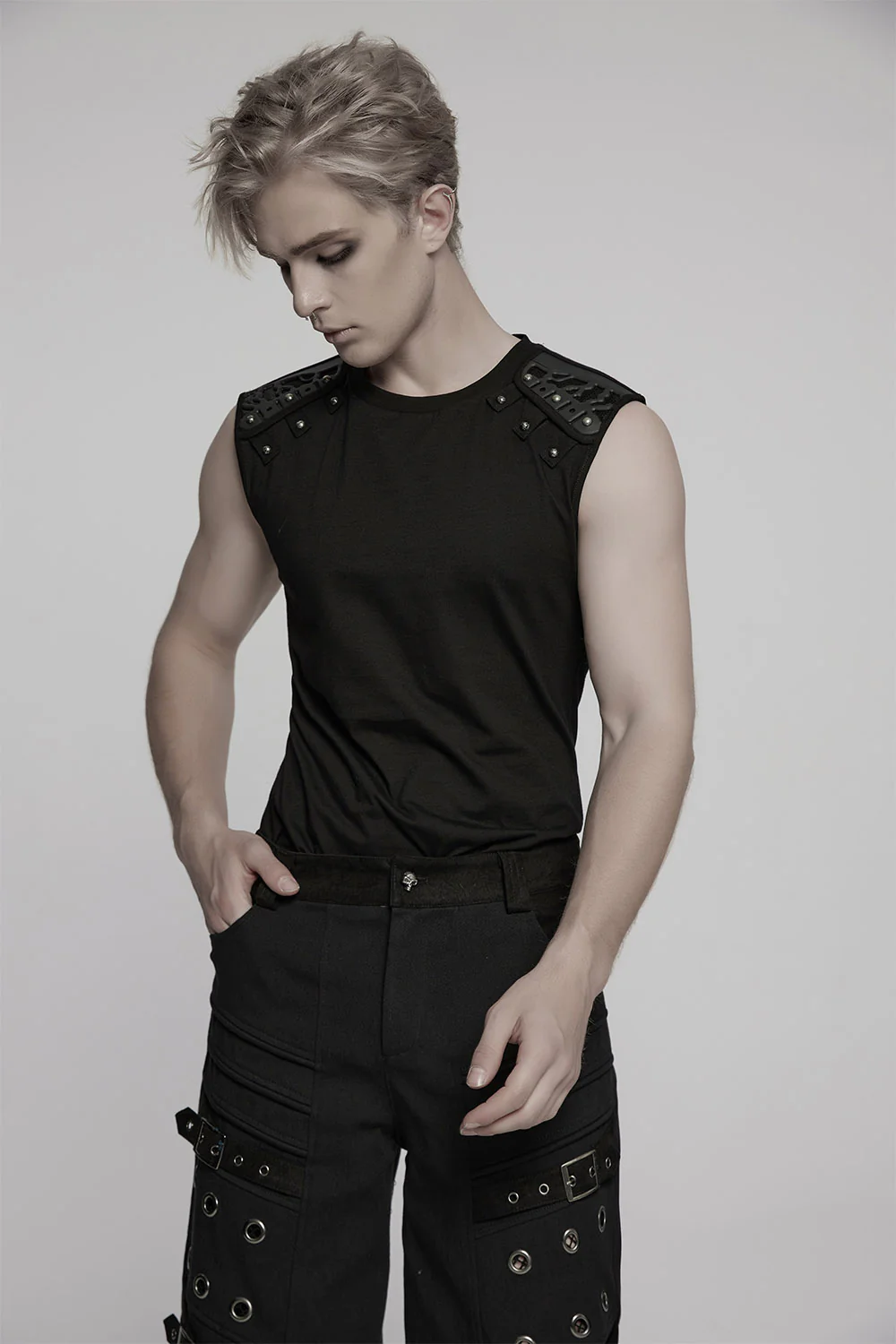 Noir Cyberpunk Patch Armor Tank Top - Image 4