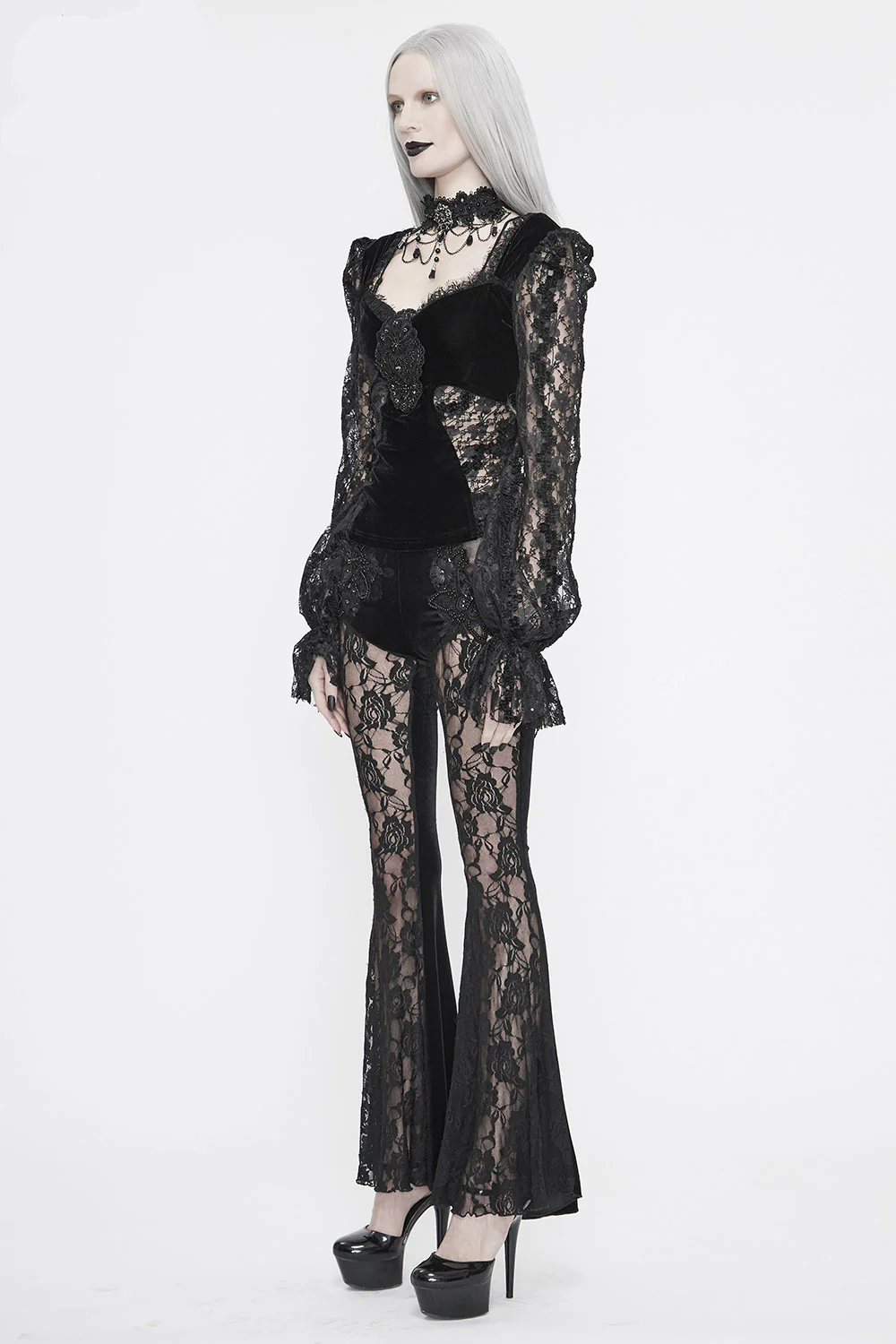 Nosferatu Lace Sleeve Gothic Top - Image 3