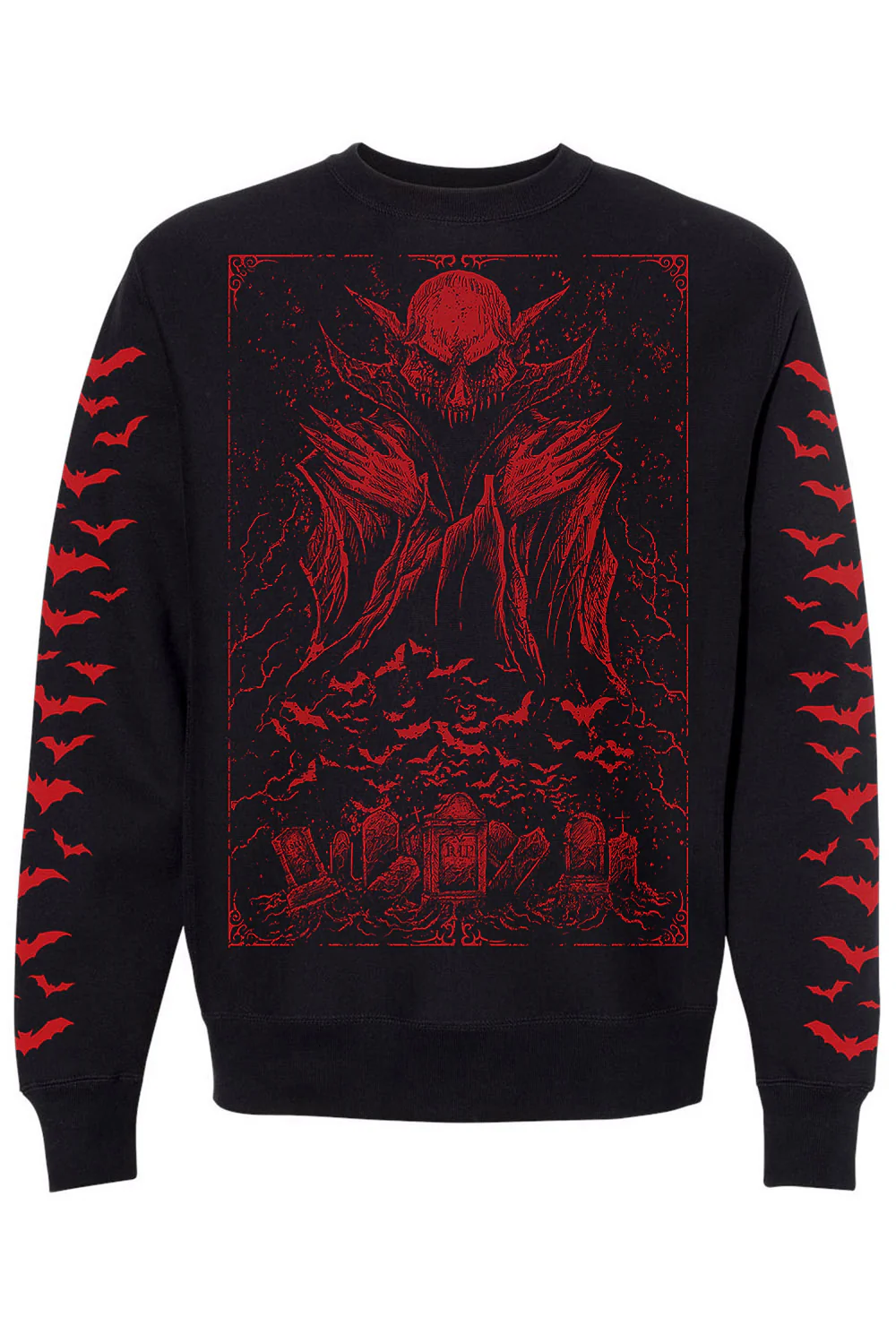 Nosferatu Sweatshirt w/ Red Bat Sleeves - Image 3