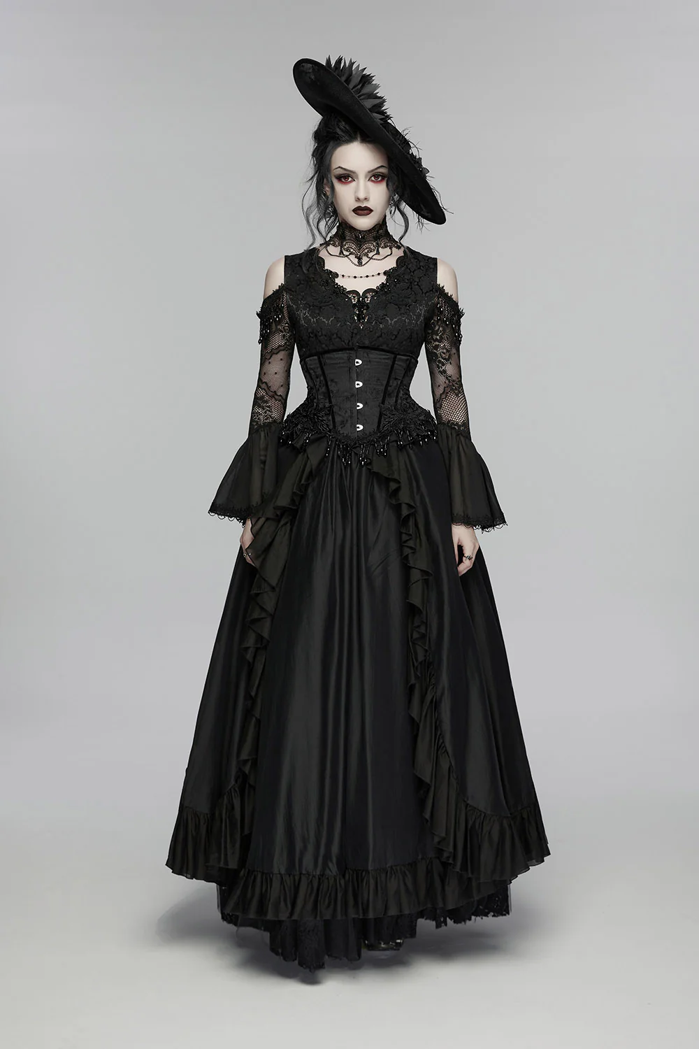 Obsidian Bloom Embroidered Rose Corset - Image 4