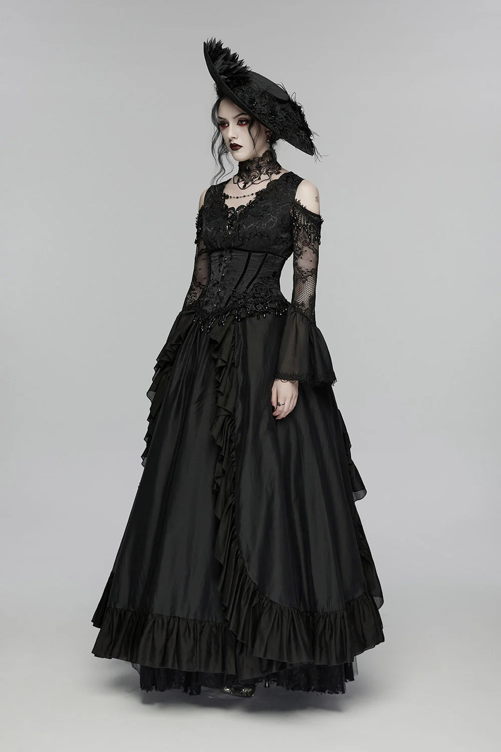 Obsidian Bloom Embroidered Rose Corset - Image 5