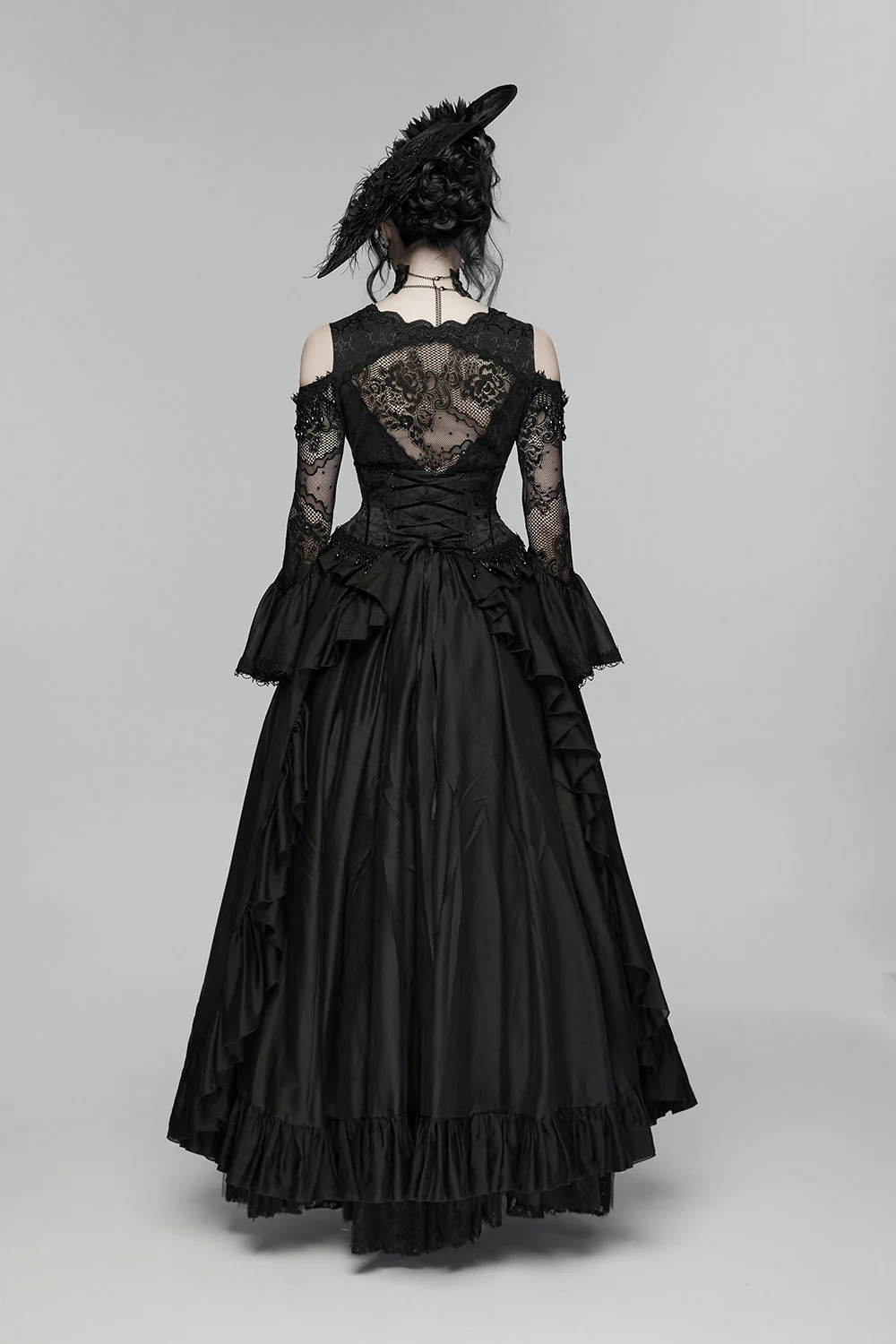 Obsidian Bloom Embroidered Rose Corset - Image 6