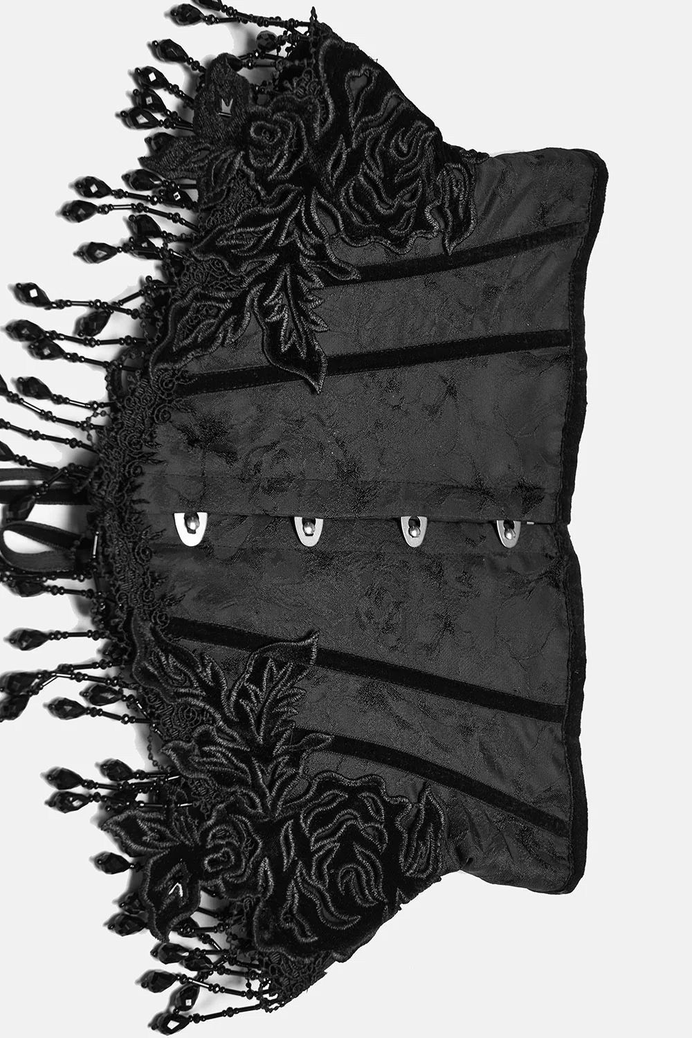 Obsidian Bloom Embroidered Rose Corset - Image 7