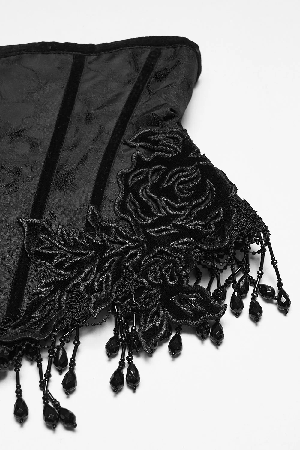 Obsidian Bloom Embroidered Rose Corset - Image 8