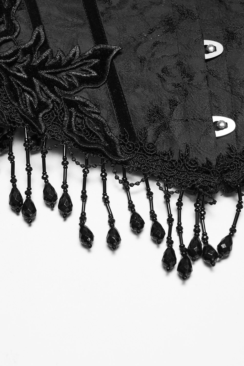 Obsidian Bloom Embroidered Rose Corset - Image 9