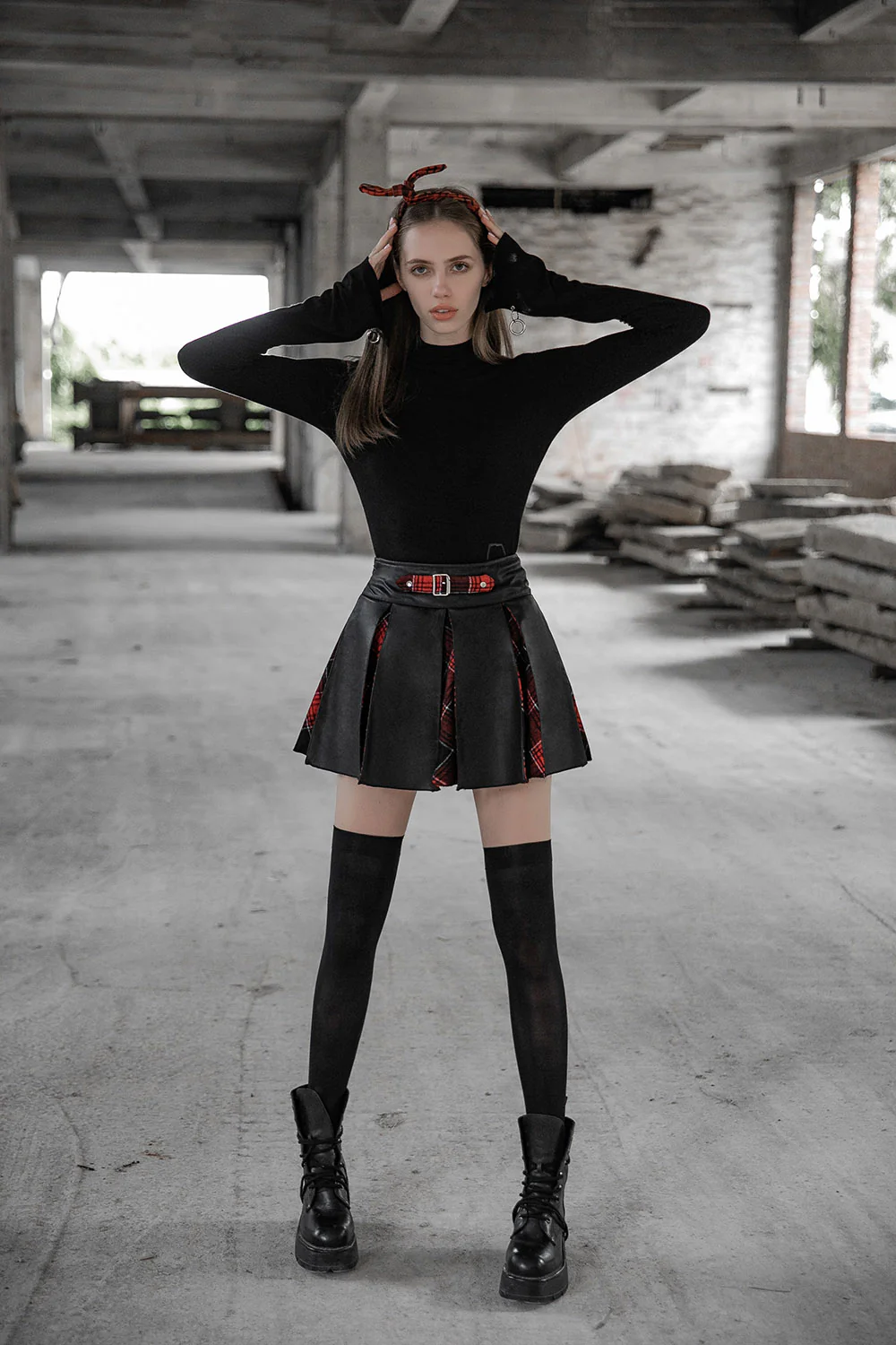 Peek-a-Boo Plaid Mini Skirt