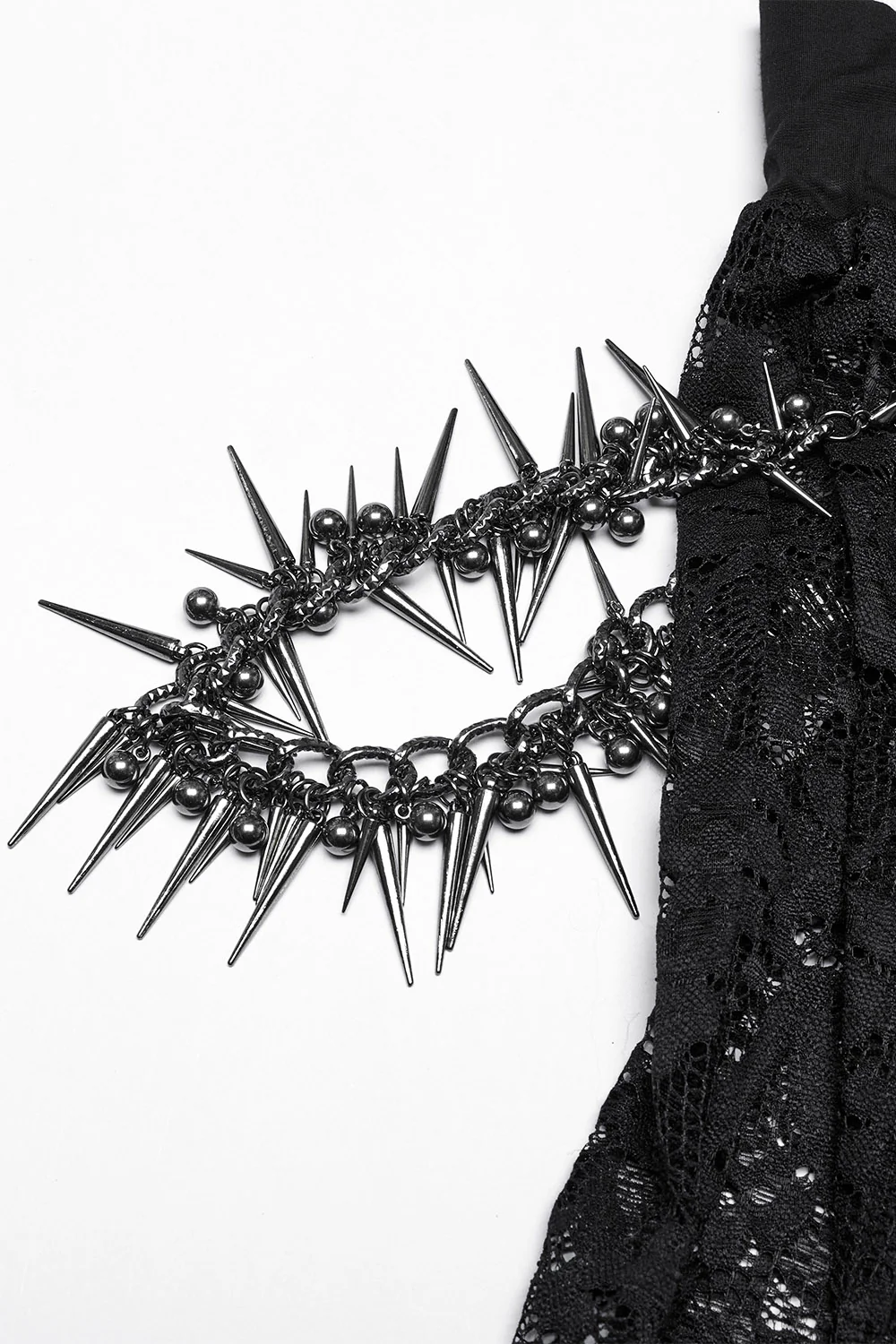 Perish Lace Leg Slit Skirt with Spiked Chains - Image 11