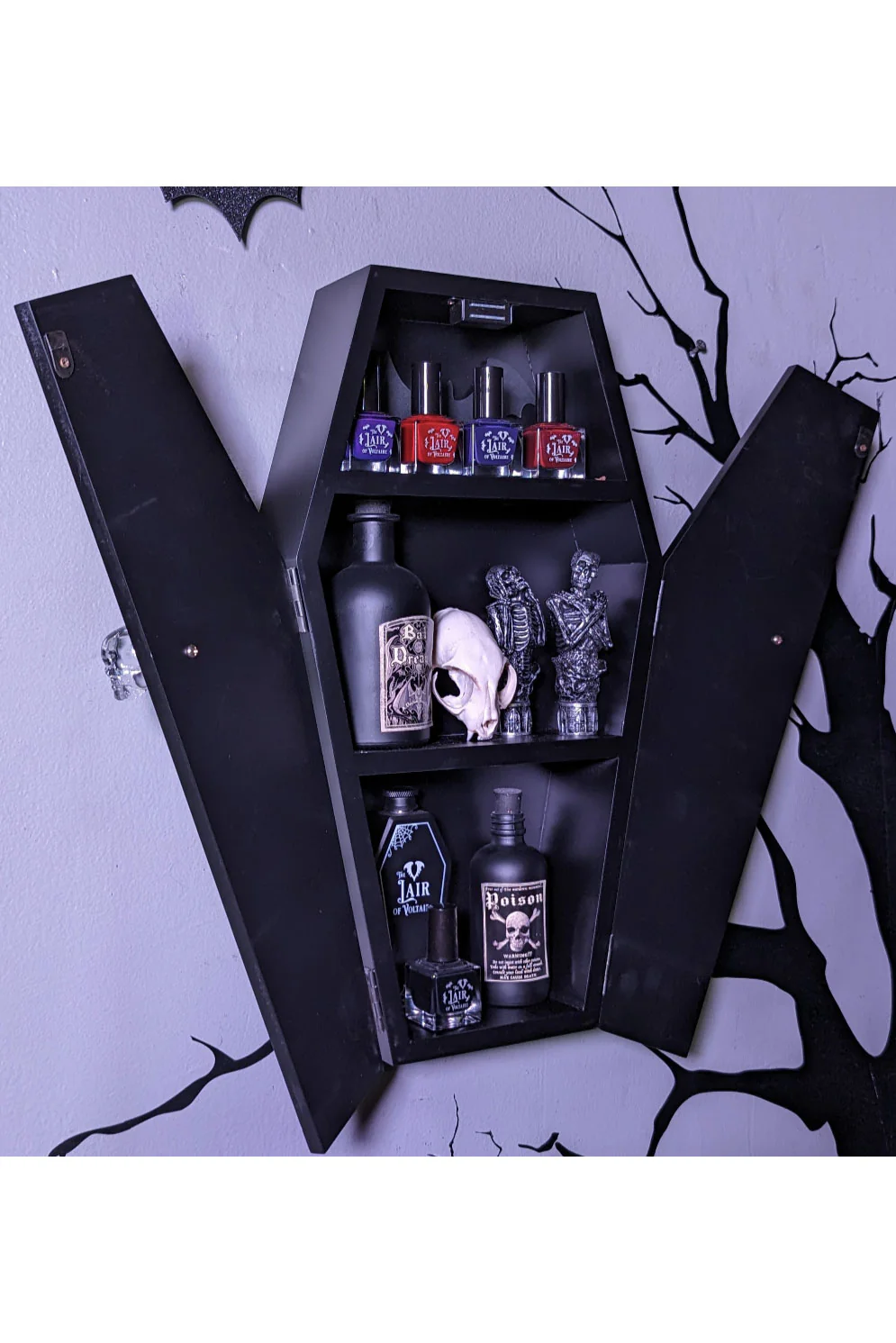 Petite Coffin-Shaped Cabinet w/ Coffin Utensil Holder - Image 2