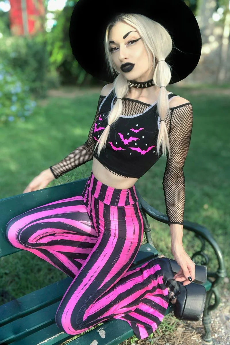 Pink and Black Striped Hellz Bellz Flares [BLACK/PINK] - Image 4