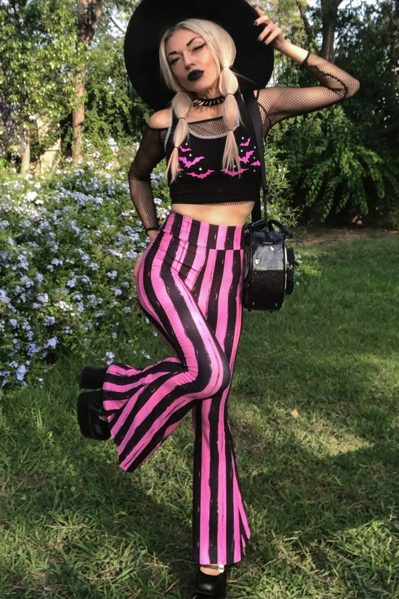 Pink and Black Striped Hellz Bellz Flares [BLACK/PINK] - Image 5